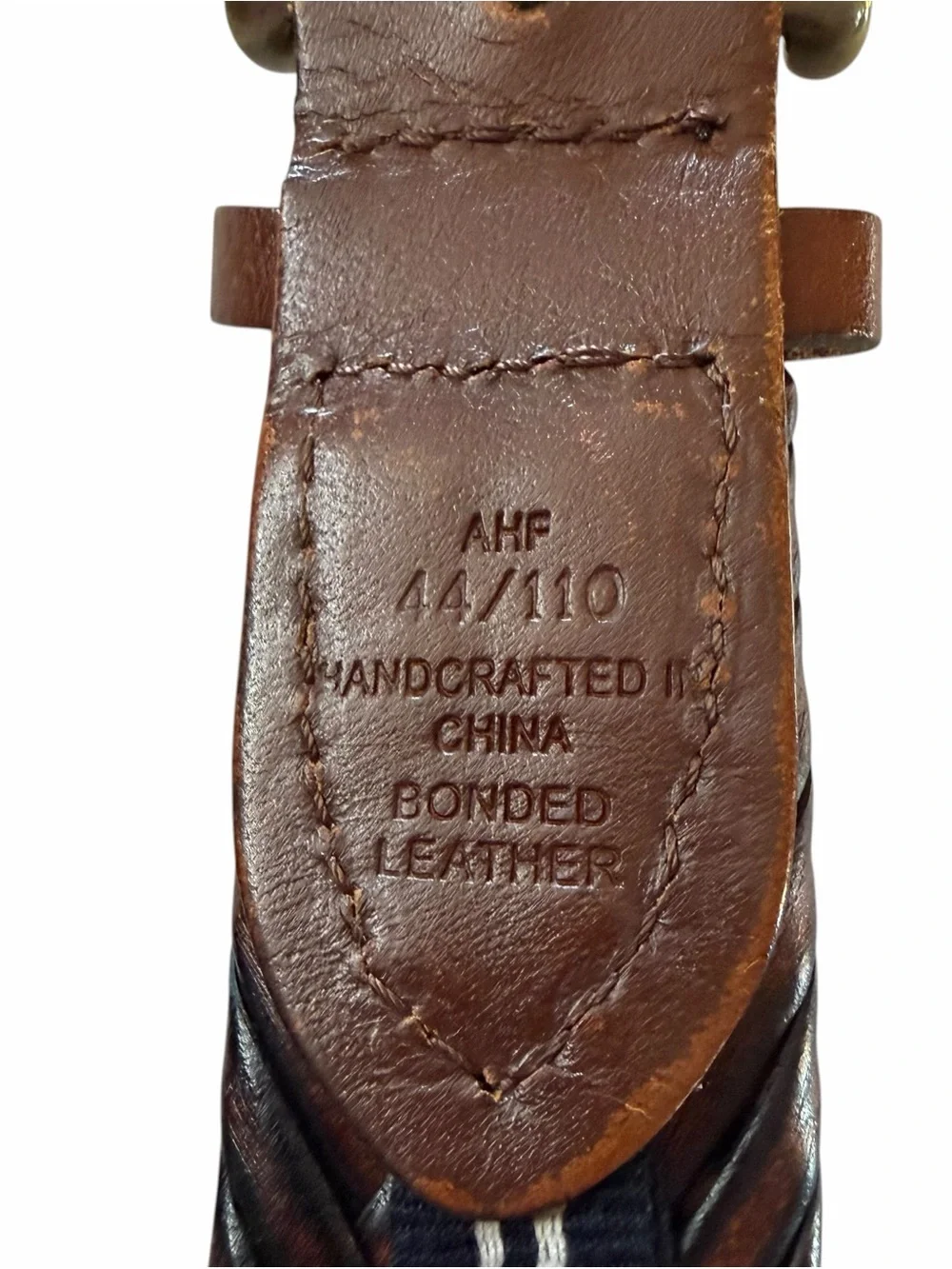 Nautica Brown Braided Leather Belt with Brass Accent